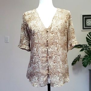 French Grey Animal Print Top Size Medium